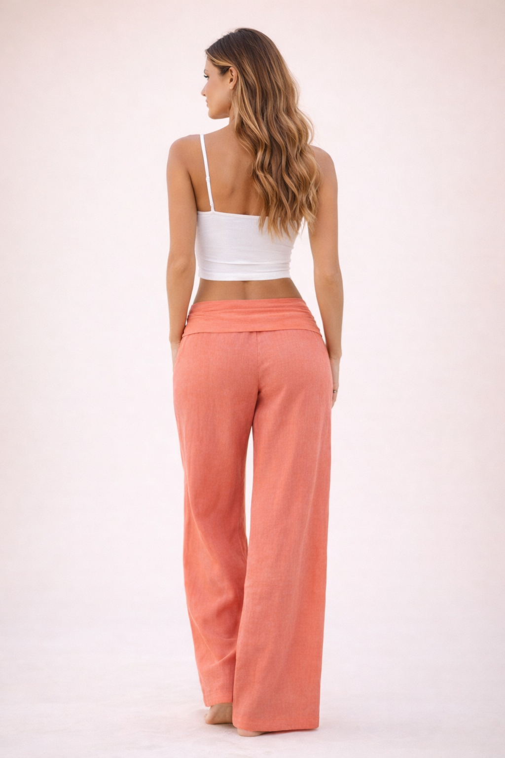 Velisia - Pantalon pliable corail
